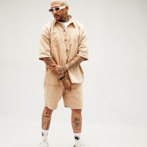 Corduroy oversized short sleeve shacket and shorts set
